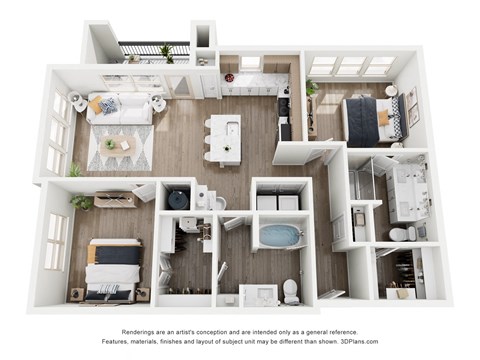 a 3 bedroom floor plan of a 2100 sq ft apartment